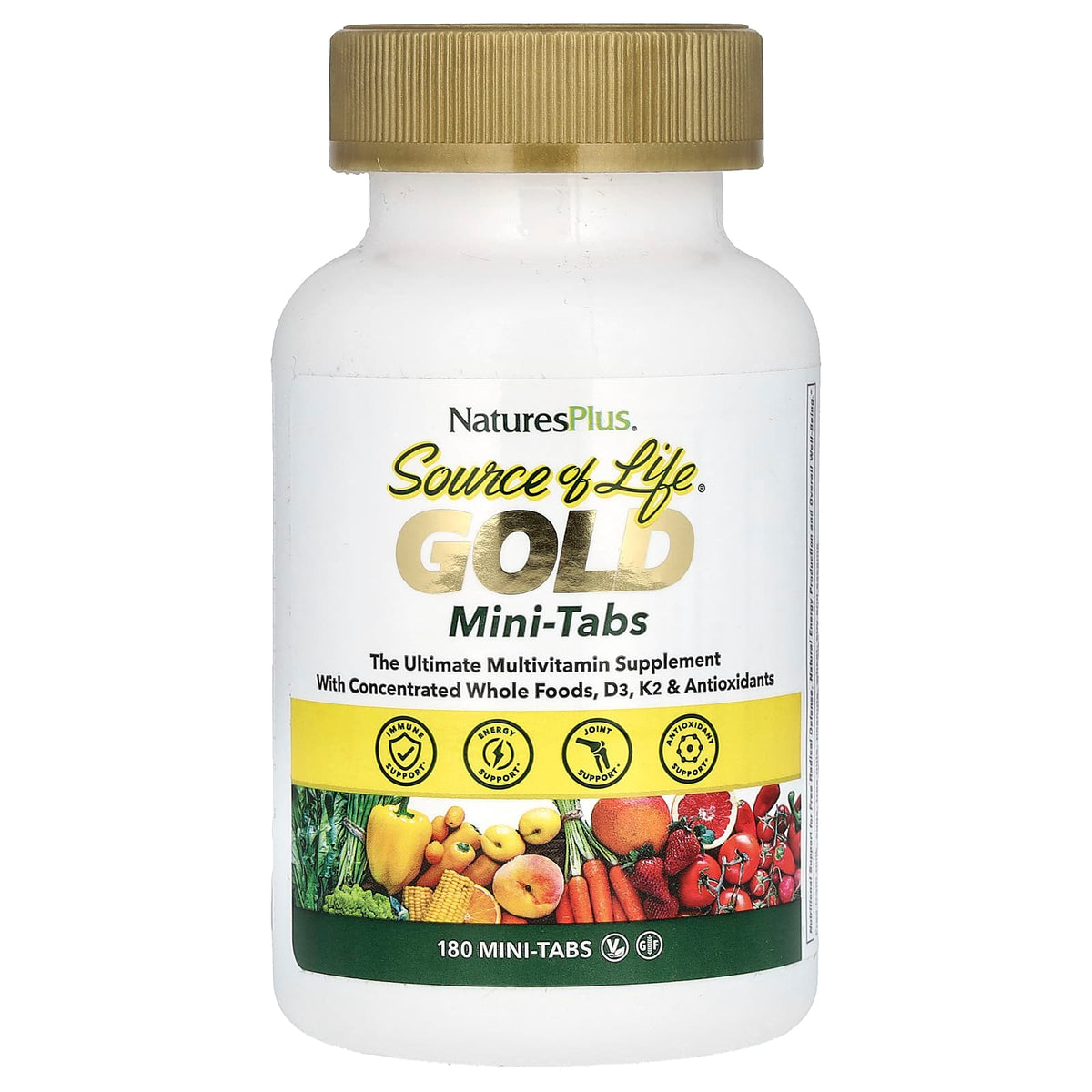 NaturesPlus Source of Life Gold Multivitamin, 180 Mini-Tabs — product view