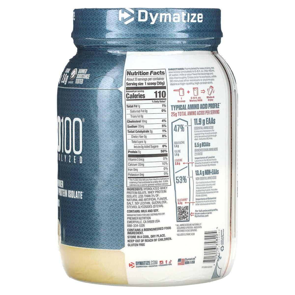 Dymatize ISO100 Hydrolyzed 100% Whey Protein Isolate, Gourmet Vanilla, 610 g - view 2