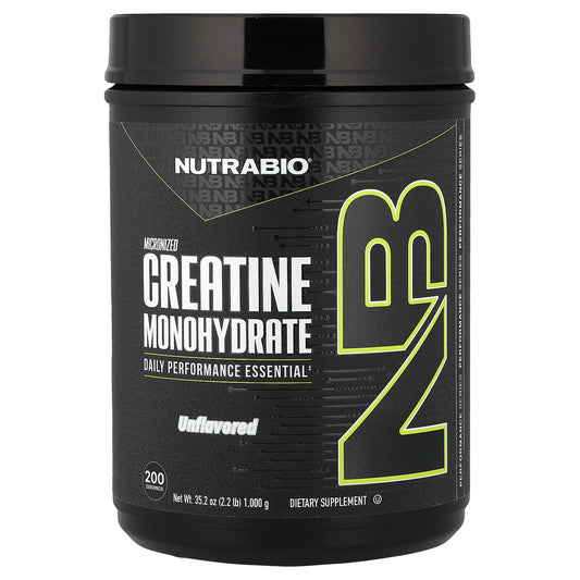 NutraBio Micronized Creatine Monohydrate, Unflavored, 1 kg (2.2 lb)