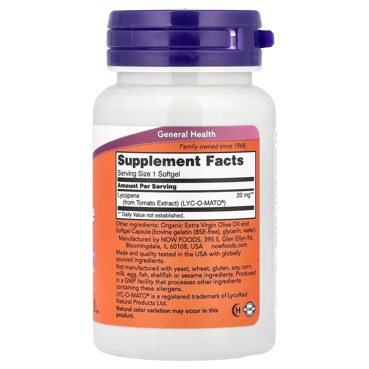 NOW Foods Lycopene, 20 mg, 50 Softgels - view 2
