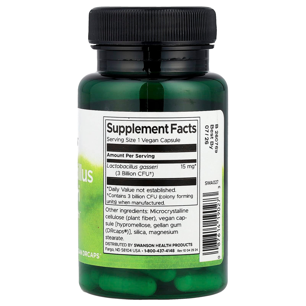 Swanson Vitamins Lactobacillus Gasseri, 3 Billion CFU, 60 Vegan DRcaps - view 2