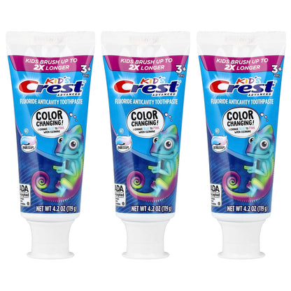 Crest Kids Advanced Fluoride Toothpaste, 3+ Yrs, Bubblegum, 3 Pack, 119 g Each