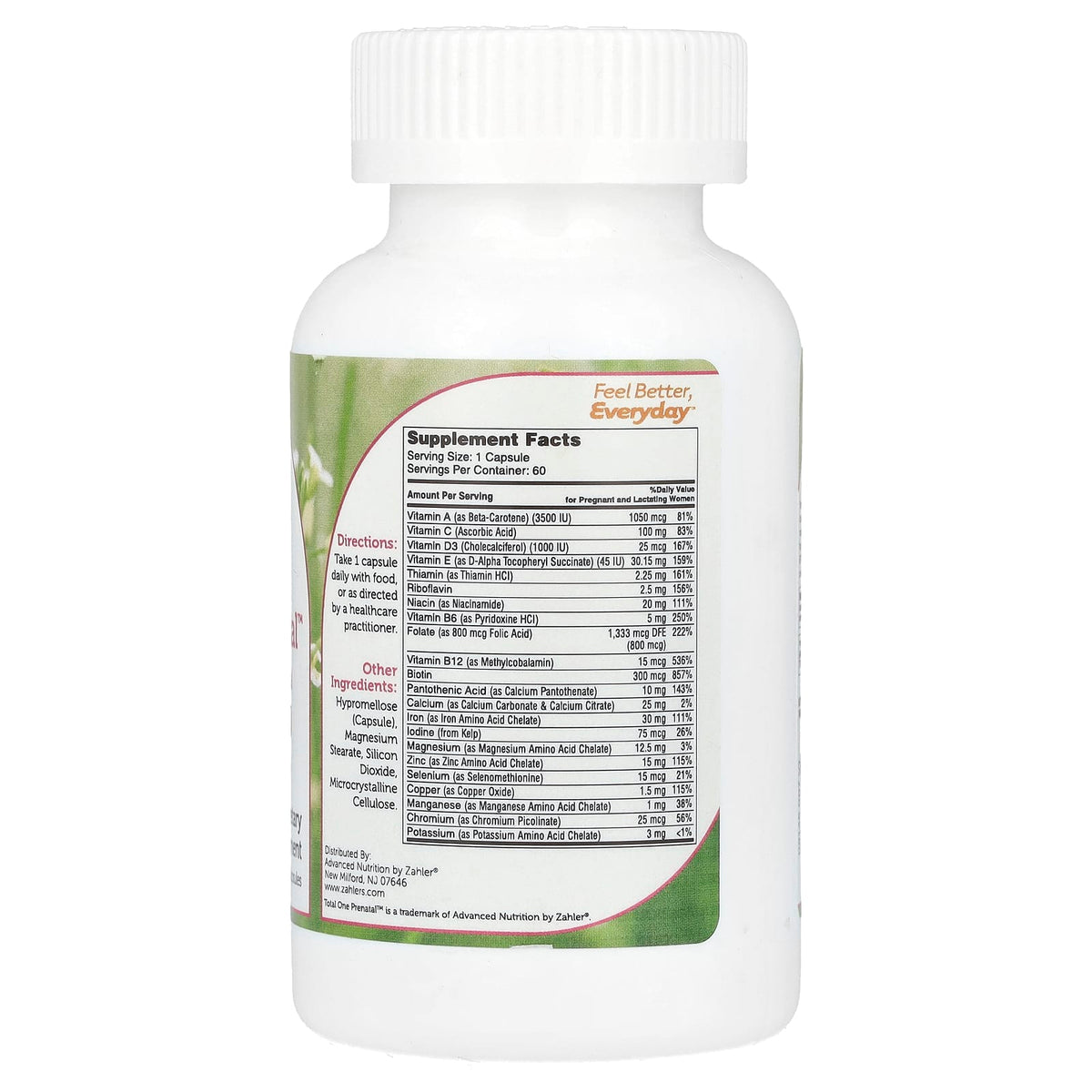 Zahler Total One Prenatal, Essential Once-Daily Prenatal, 60 Capsules — alternate product view