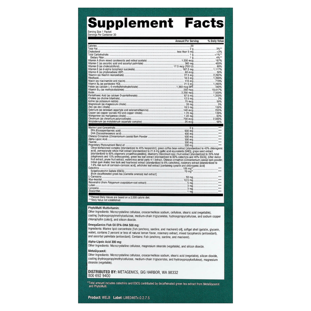 Metagenics Wellness Essentials Healthy Balance Daily Packs, 30 Packets - view 2