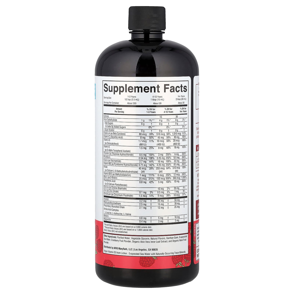MaryRuth's Liquid Morning Multivitamin, Raspberry, 887 ml (30 fl oz) - view 2