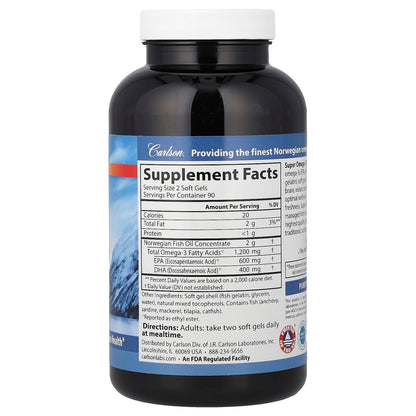 Carlson Norwegian Super Omega-3 Gems, 180 Soft Gels - view 2