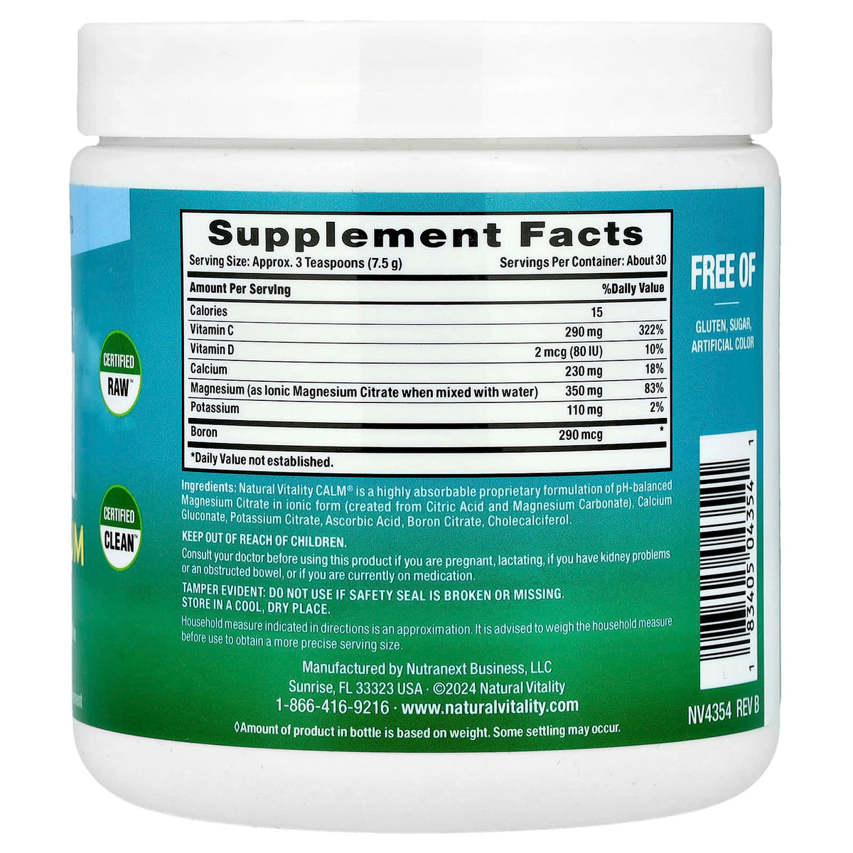 Natural Vitality CALM Plus Calcium Drink Mix, Unflavoured, 227 g - view 2