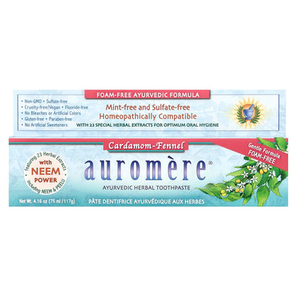 Auromere Ayurvedic Herbal Toothpaste, Foam-Free, Cardamom-Fennel, 117 g - view 2