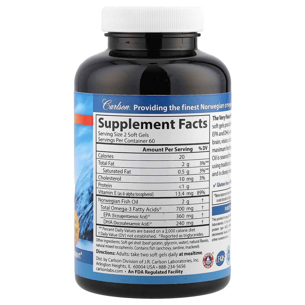 Carlson The Very Finest Fish Oil, Natural Orange, 120 Soft Gels — alternate product view