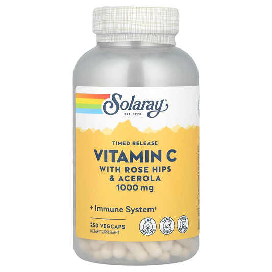 Solaray Timed Release Vitamin C with Rose Hips & Acerola 1,000 mg, 250 VegCaps