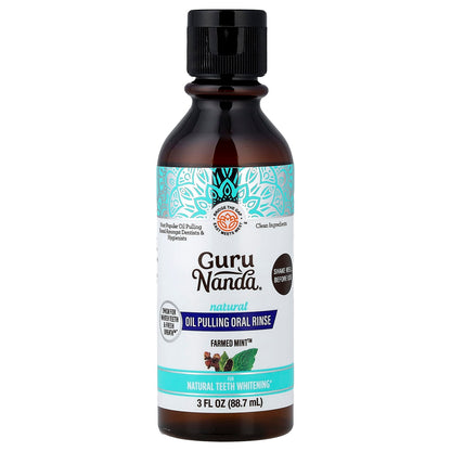 GuruNanda Natural Oil Pulling Oral Rinse, Farmed Mint, 88.7 ml (3 fl oz)