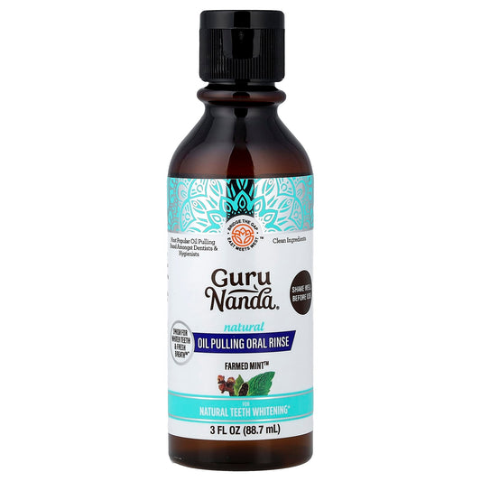 GuruNanda Natural Oil Pulling Oral Rinse, Farmed Mint, 88.7 ml (3 fl oz)