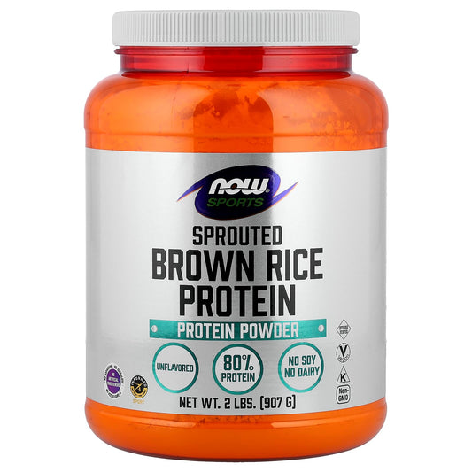 NOW Foods Sports Sprouted Brown Rice Protein Powder, Unflavoured, 907 g (2 lb)