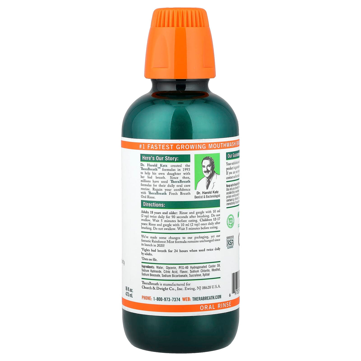 TheraBreath Fresh Breath Oral Rinse, Rainforest Mint, 473 ml (16 fl oz) - view 2