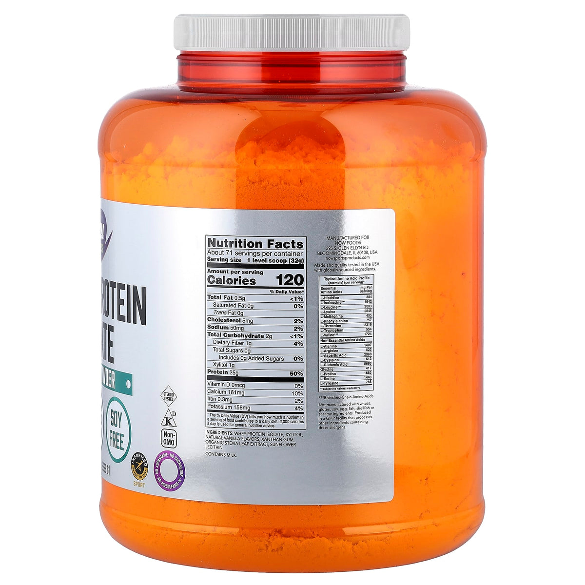 NOW Foods Sports Whey Protein Isolate, Creamy Vanilla, 2.27 kg (5 lb) — alternate product view
