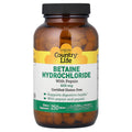 Country Life Betaine Hydrochloride with Pepsin, 250 Tablets