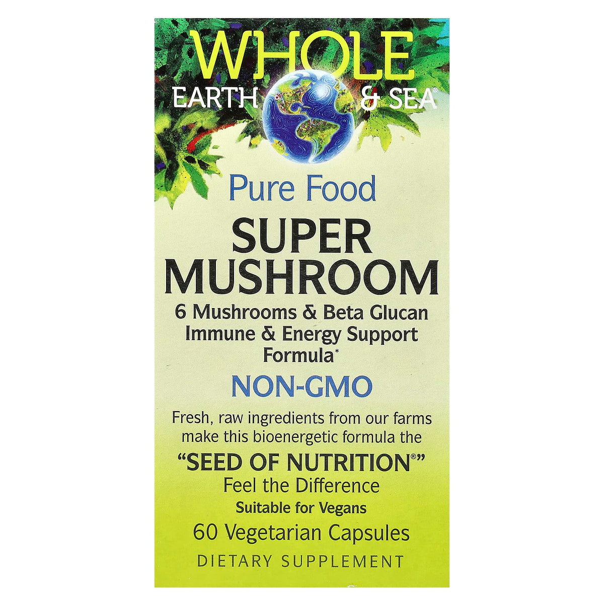 Natural Factors Whole Earth & Sea Super Mushroom 60 Vegetarian Capsules — product view