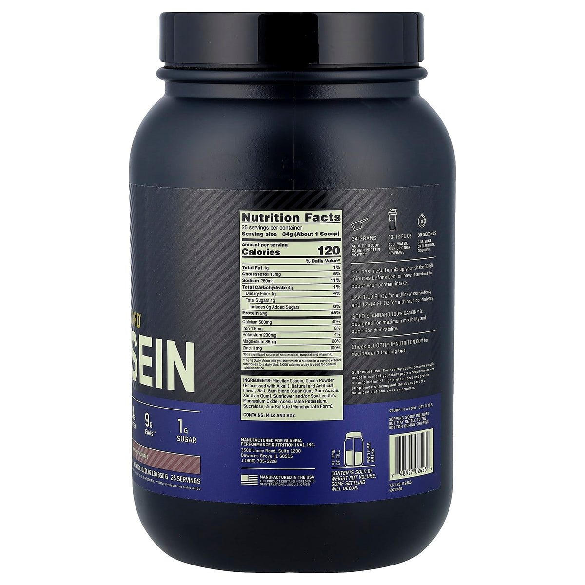Optimum Nutrition Gold Standard 100% Casein, Chocolate Supreme, 850 g (1.87 lb) - view 2