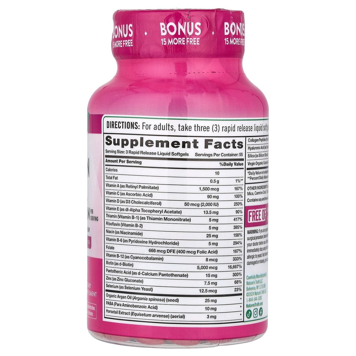 Nature's Truth Hair, Skin & Nails with Biotin, Superior Strength, 165 Softgels — alternate product view