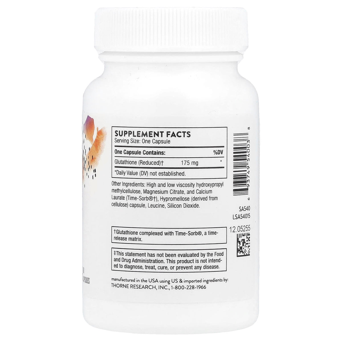 Thorne Glutathione-SR, 175 mg, 60 Capsules - view 2