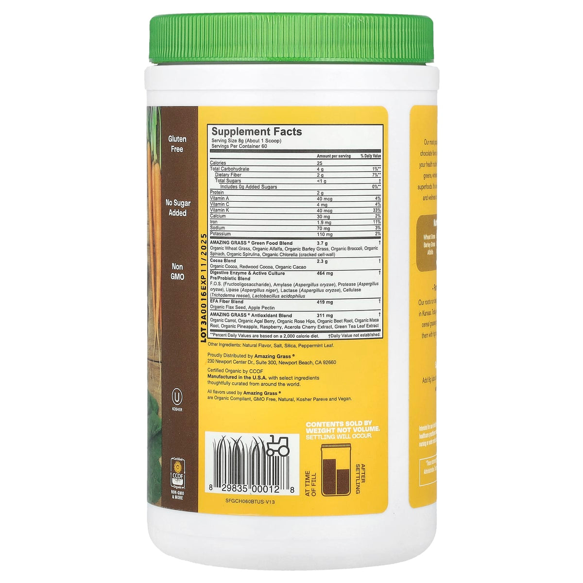 Amazing Grass Greens Blend Superfood, Chocolate, 480 g (16.9 oz) — alternate product view