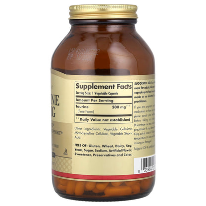 Solgar Taurine, 500 mg, 250 Vegetable Capsules - view 2