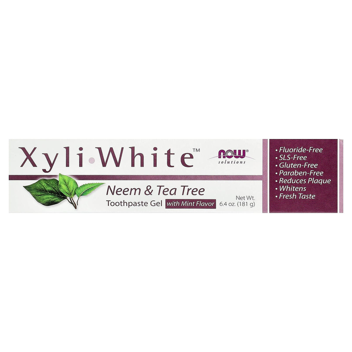 NOW Foods XyliWhite Toothpaste Gel, Neem & Tea Tree, Mint, 181 g - view 2