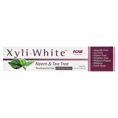 NOW Foods XyliWhite Toothpaste Gel, Neem & Tea Tree, Mint, 181 g - view 2