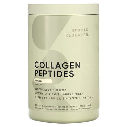Sports Research Collagen Peptides, Vanilla, 480 g (1.06 lb)