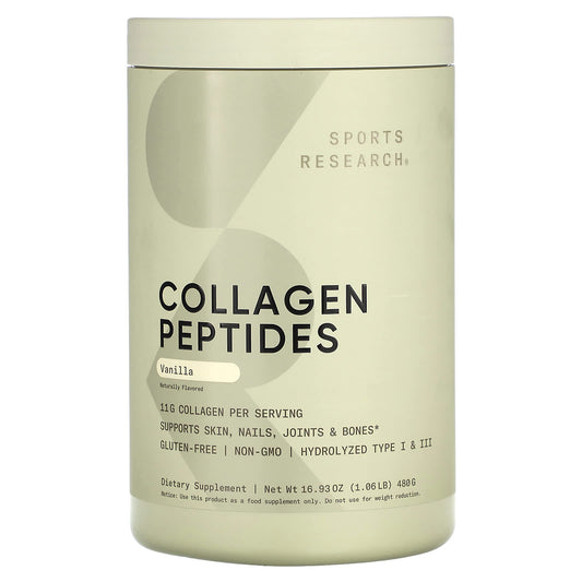 Sports Research Collagen Peptides, Vanilla, 480 g (1.06 lb)