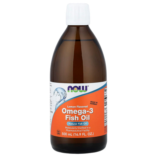 NOW Foods Omega-3 Fish Oil, Lemon, 500 ml (16.9 fl oz)