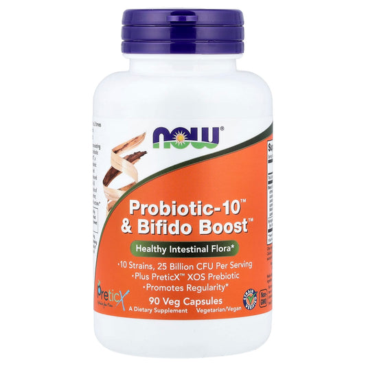 NOW Foods Probiotic-10 & Bifido Boost, 90 Veg Capsules