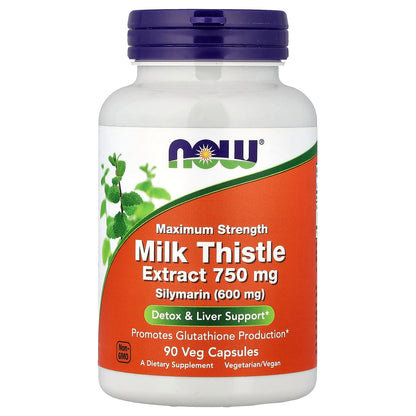 NOW Foods Milk Thistle Extract, 750 mg, 90 Veg Capsules