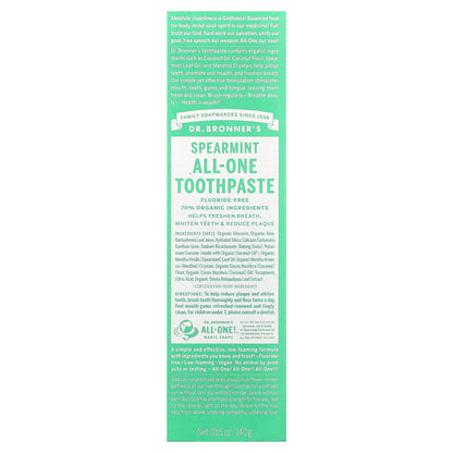 Dr. Bronner's All-One Toothpaste, Spearmint, 140 g - view 2