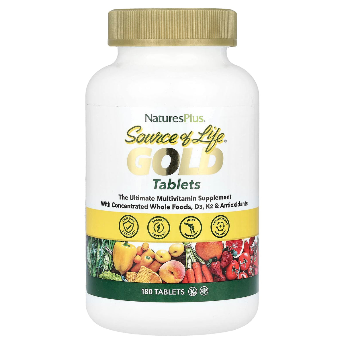 NaturesPlus Source of Life Gold Ultimate Multivitamin, 180 Tablets — product view
