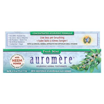 Auromere Ayurvedic Herbal Toothpaste, Fresh Mint, 117 g - view 2