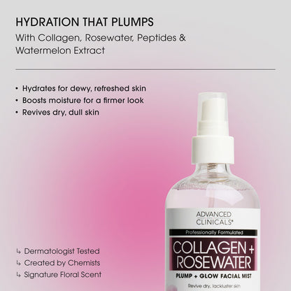 Advanced Clinicals Collagen + Rosewater Facial Mist 222 ml (7.5 fl oz) - view 3