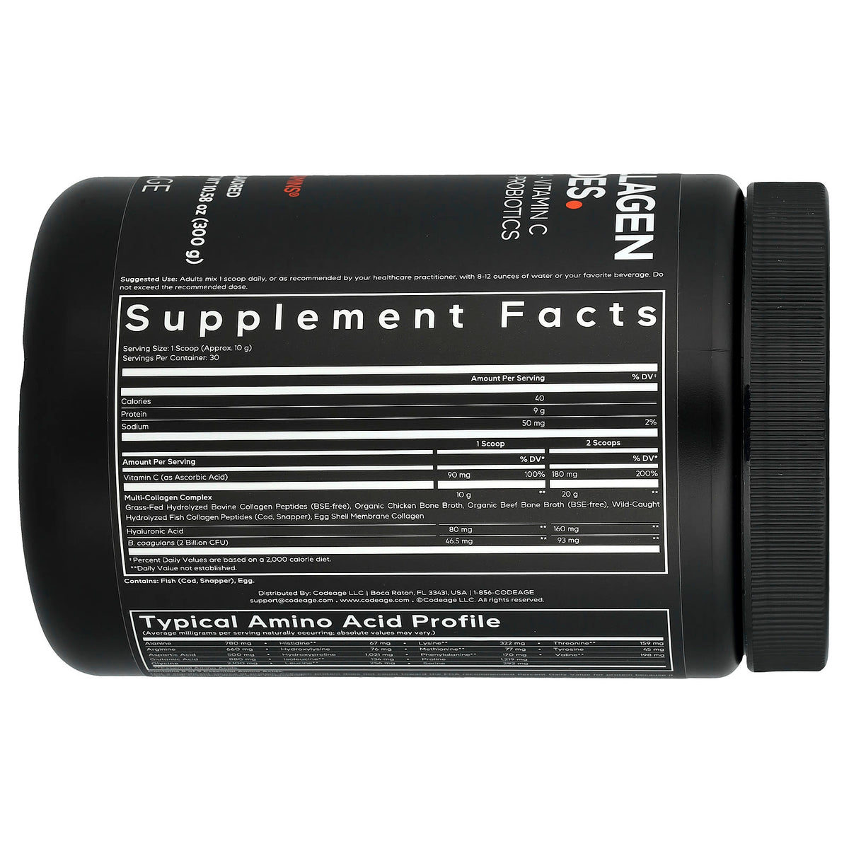 Codeage Multi Collagen Peptides Powder, Unflavoured, 300 g (10.6 oz) — alternate product view