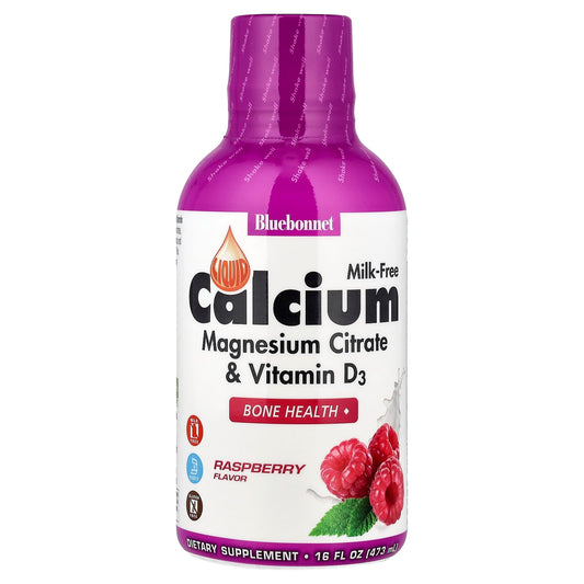 Bluebonnet Liquid Calcium, Magnesium Citrate & Vitamin D3, Raspberry, 473 ml