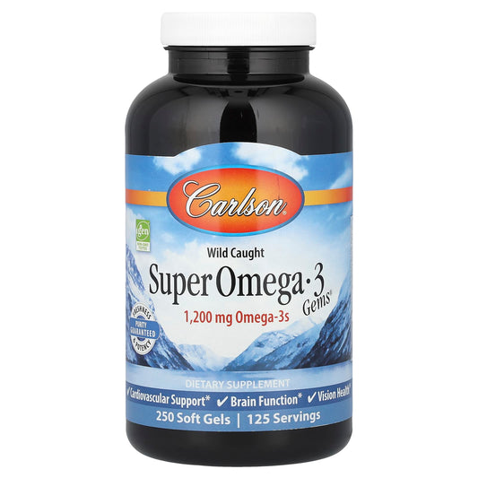 Carlson Wild Caught Super Omega-3 Gems, 250 Soft Gels