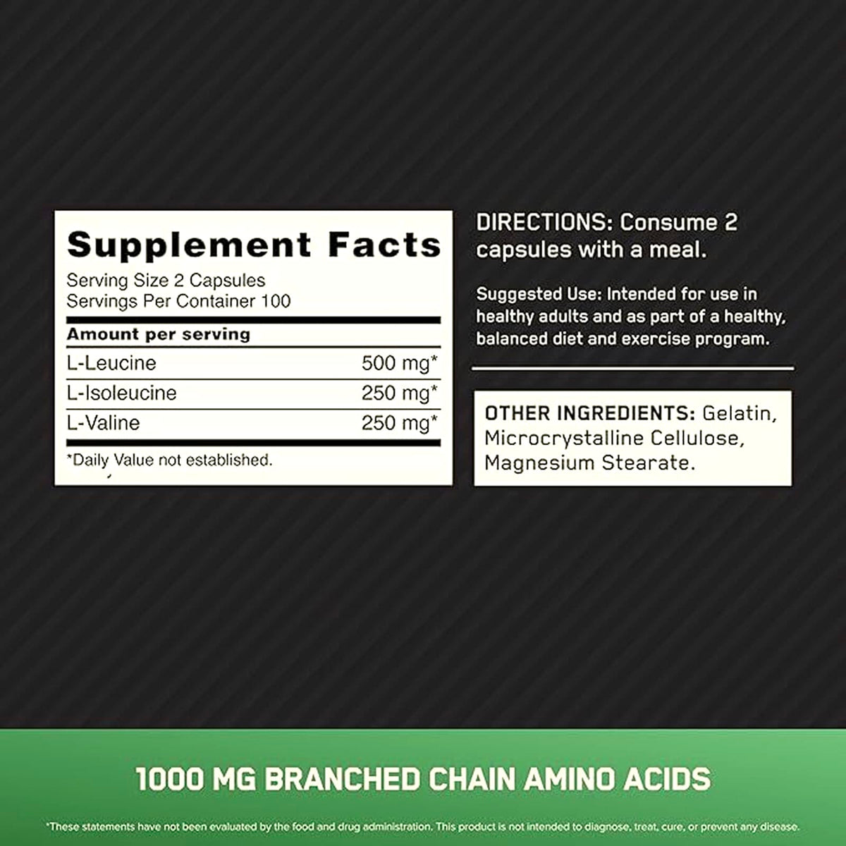 Optimum Nutrition BCAA 1000, 200 Capsules - view 5
