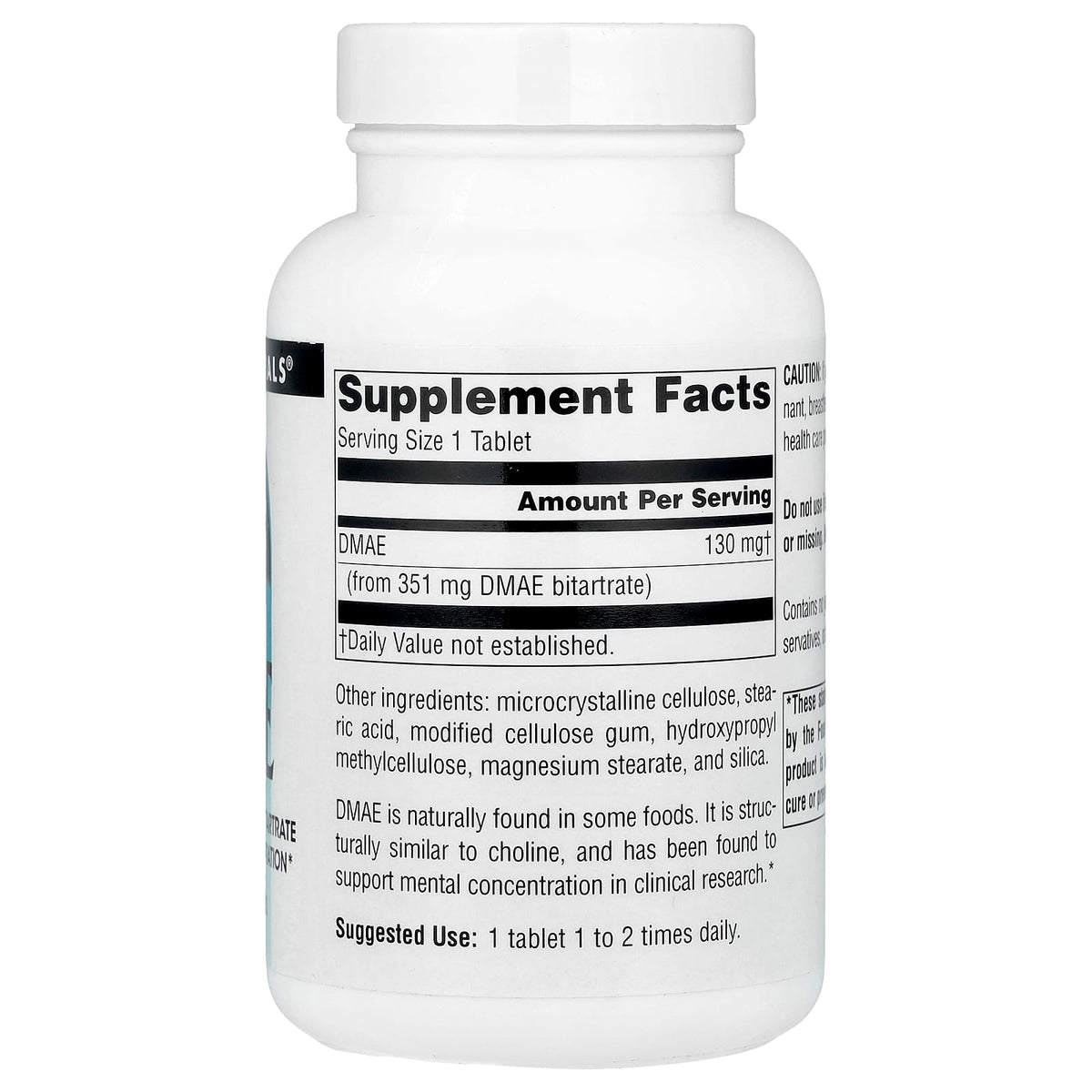 Source Naturals DMAE 351 mg, 200 Tablets - view 2