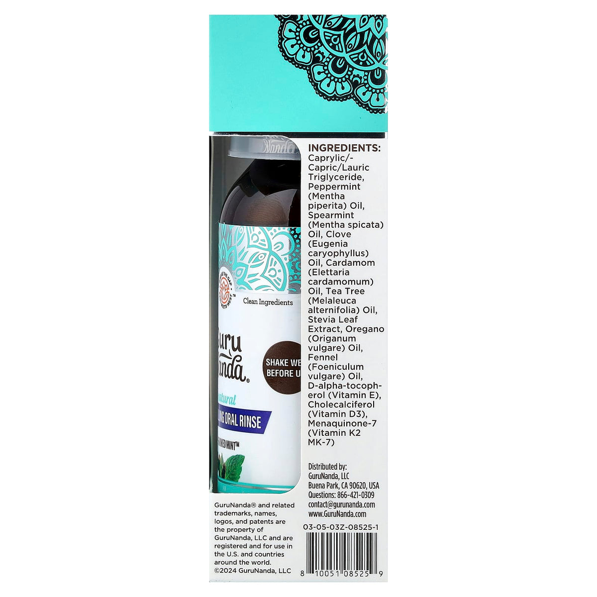 GuruNanda Natural Oil Pulling Oral Rinse, Farmed Mint, 88.7 ml (3 fl oz) - view 3