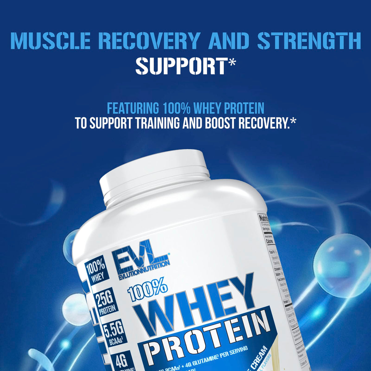 EVLution Nutrition 100% Whey Protein Powder, Vanilla Ice Cream, 2.27 kg (5 lb) - view 4