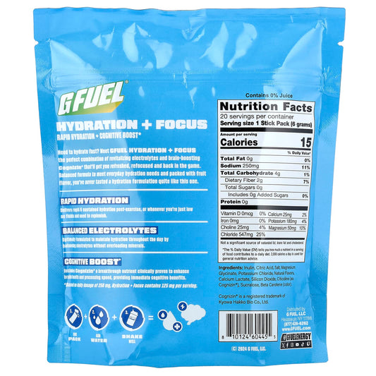 G FUEL Hydration + Focus Electrolyte Mix, Lemon Limelight, 20 Sticks - view 2