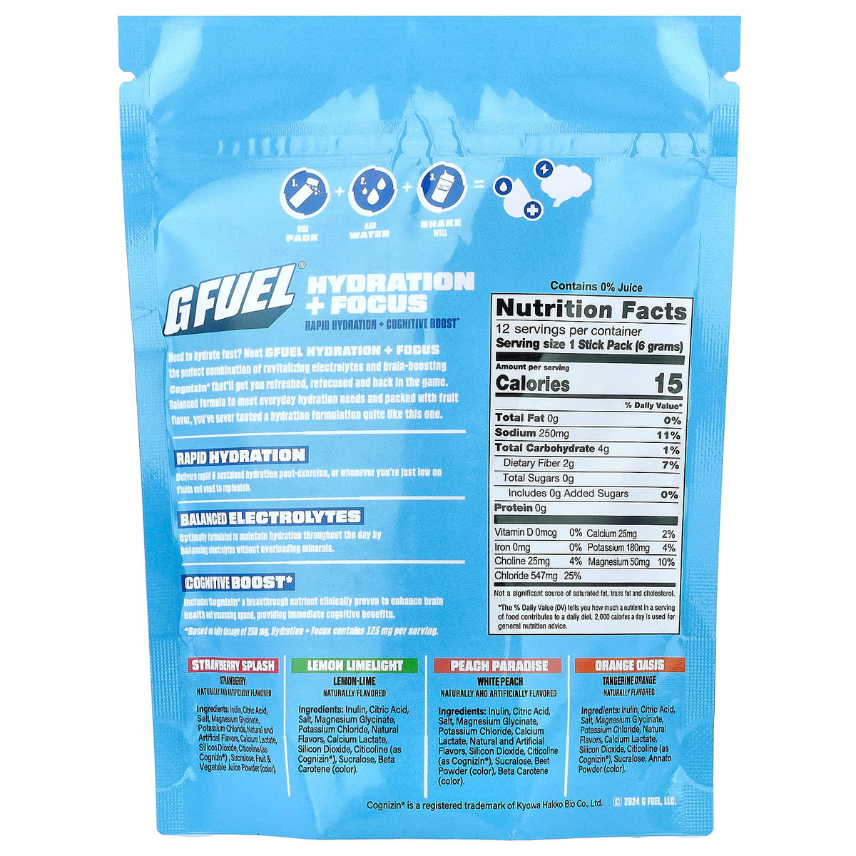 G FUEL Hydration + Focus Electrolyte Mix, Variety Pack, 12 Stick Packs - view 2