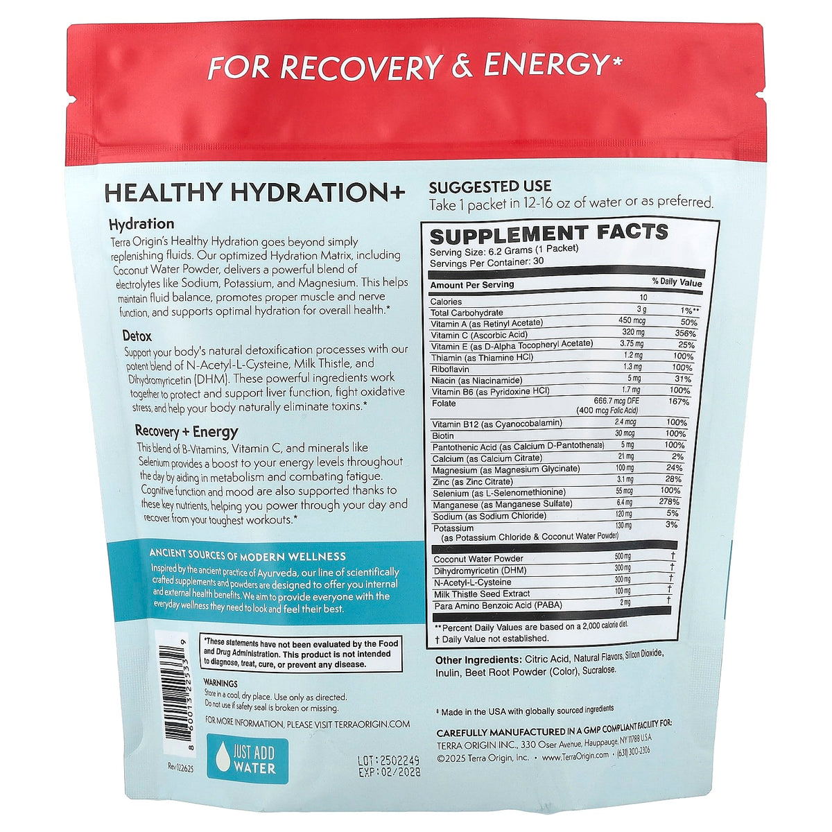 Terra Origin Healthy Hydration+ Cranberry Limeade 30 On-The-Go Packets (6.2 g) - view 2