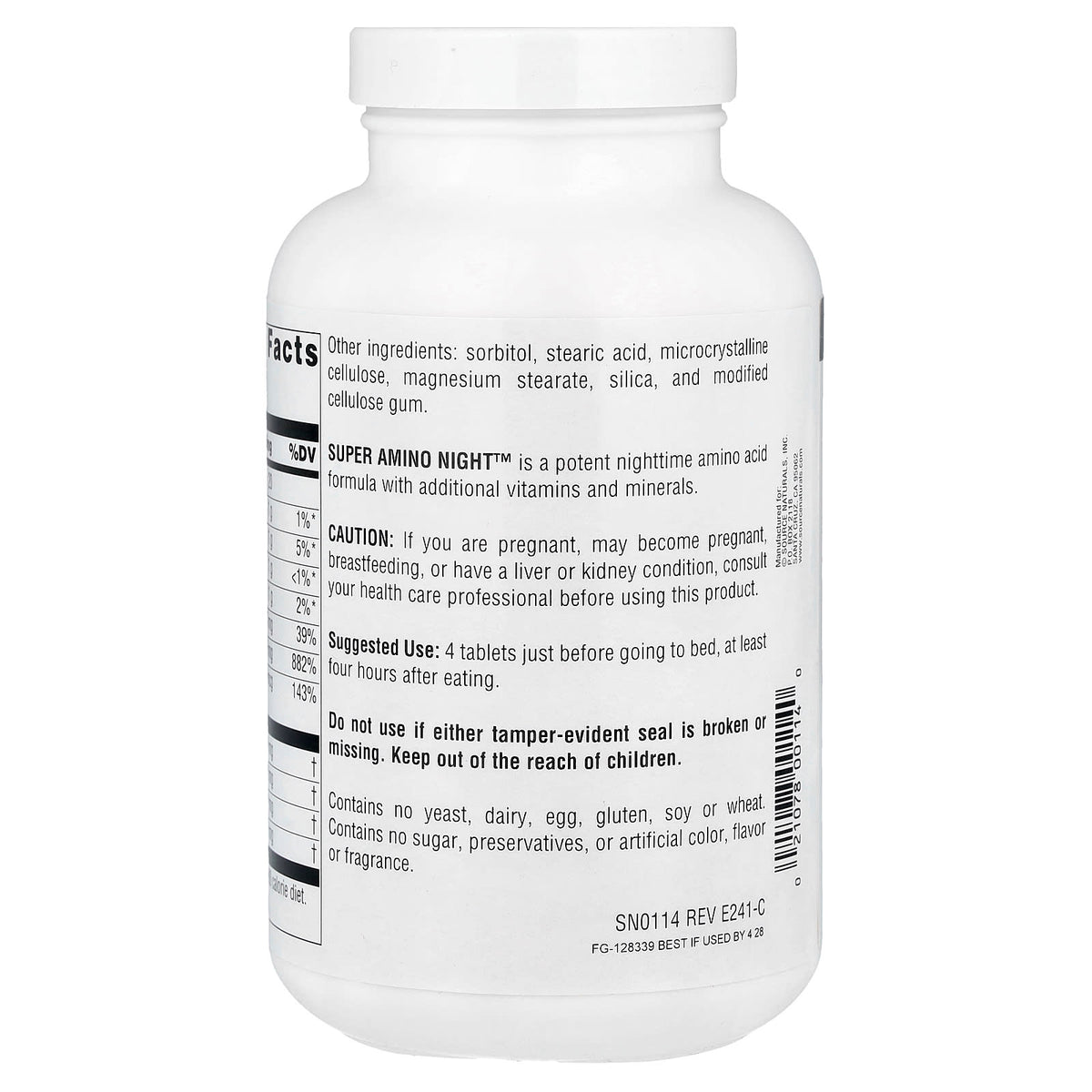 Source Naturals Super Amino Night, 240 Tablets - view 3