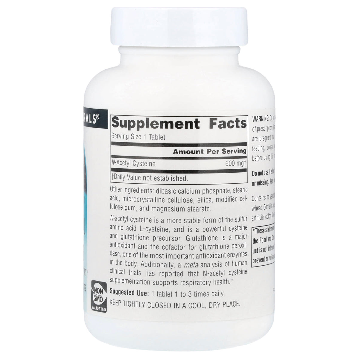 Source Naturals N-Acetyl Cysteine, 600 mg, 120 Tablets - view 2
