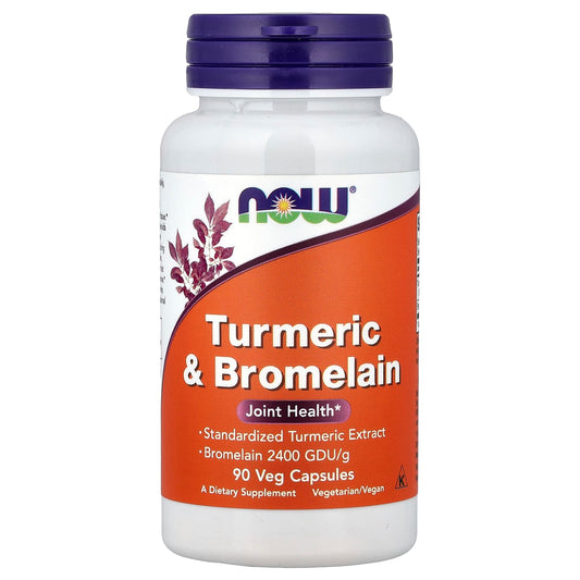 NOW Foods Turmeric & Bromelain, 90 Veg Capsules